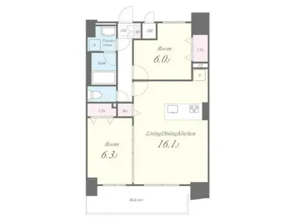 アルティオ ドマーニ(2LDK/12階)の間取り写真