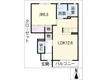 サルテール A棟(1LDK/1階)の間取り写真