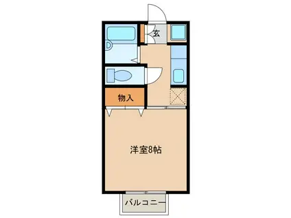 フローラルB棟(1K/1階)の間取り写真