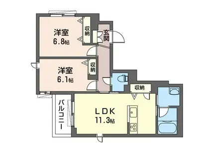MAISON LE COUPLE(2LDK/3階)の間取り写真