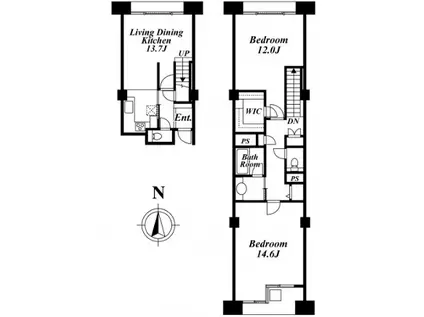 品川プリンスレジデンス(2LDK/13階)の間取り写真