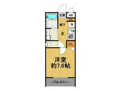 ジョイモア―(1K/3階)の間取り写真