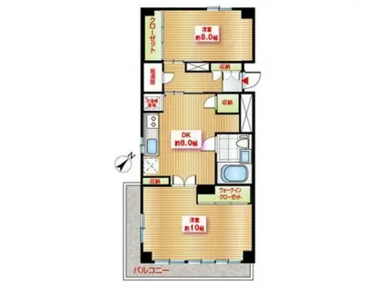 鳥居坂三生マンション(2DK/4階)の間取り写真