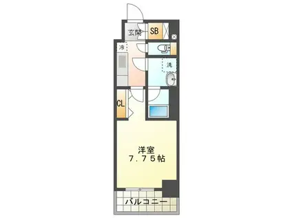 プレイズシード四日市(1K/7階)の間取り写真