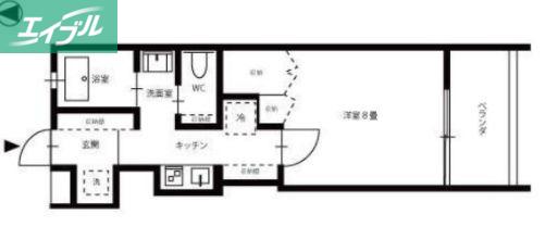 クレル西川原 S棟(1K/1階)の間取り写真