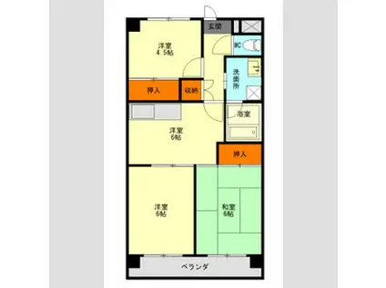 イエローハウス栄(3DK/3階)の間取り写真