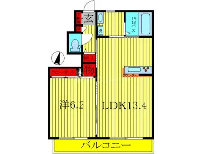 ラ・シェール(1LDK/1階)の間取り写真