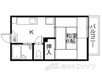 ラ・プラン外町Ⅰ(1K/2階)の間取り写真