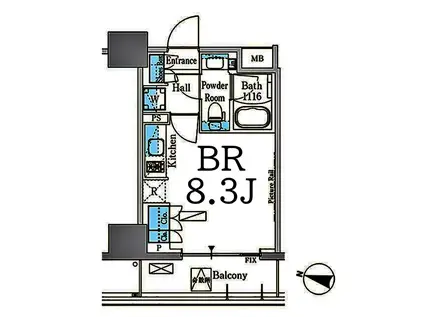 パークアクシス横濱高島町(ワンルーム/6階)の間取り写真