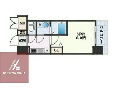 エスリード難波ALLURE(1K/4階)の間取り写真