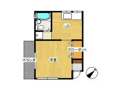 春風荘(1DK/2階)の間取り写真