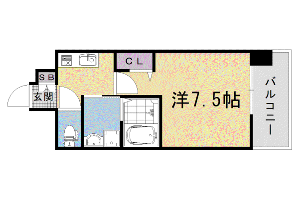 ベラジオ雅び京都西院II(1K/2階)の間取り写真