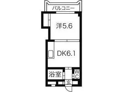 エンドレス琴似B棟(1DK/7階)の間取り写真