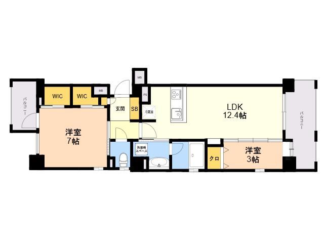 エスペランサ天神南(2LDK/5階)の間取り写真