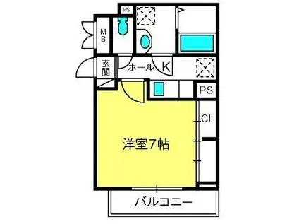 リッシュ・リヴィエール(1K/1階)の間取り写真