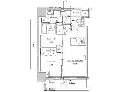 ザ・パークハビオ蕨(2LDK/2階)の間取り写真