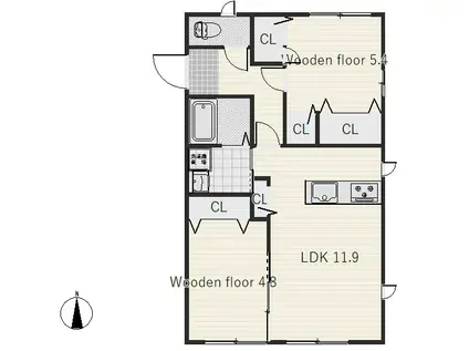 ラ・メール唐津(2LDK/1階)の間取り写真