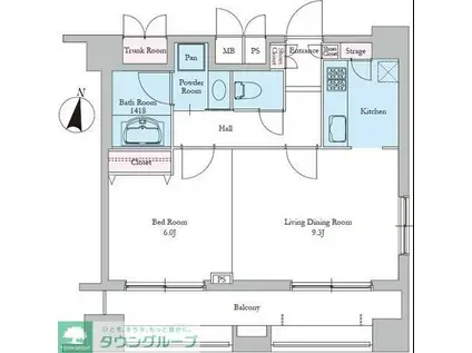 レジディア文京音羽II(1LDK/4階)の間取り写真