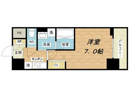 フォーチュン松屋町(1K/9階)の間取り写真