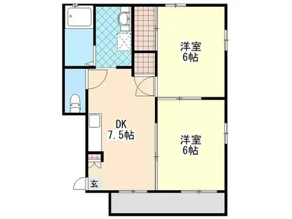 ハイツ・ヒルズ(2DK/2階)の間取り写真