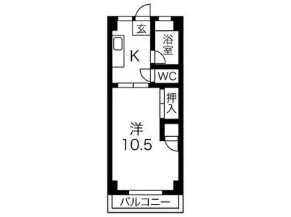 赤坪公園マンション(1DK/2階)の間取り写真