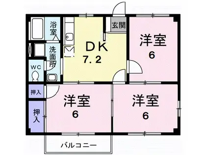 ニューシティ杉田NO2(3DK/2階)の間取り写真