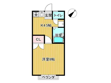 メゾン三城(1K/1階)の間取り写真