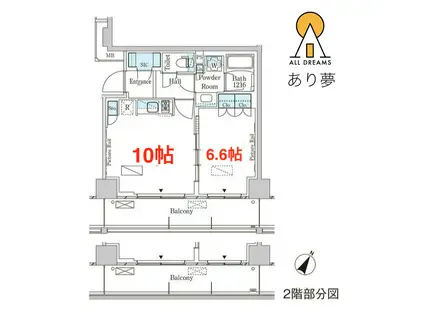 パークアクシス横濱大通公園(1LDK/6階)の間取り写真