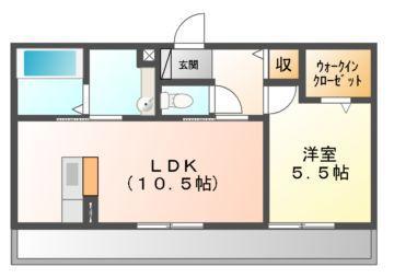 グランシャリオ B棟(1LDK/1階)の間取り写真