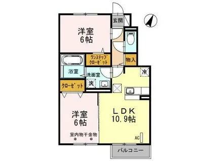 メリーロードA(2LDK/1階)の間取り写真