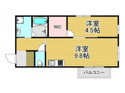 LA VITA 姫里(1LDK/2階)の間取り写真