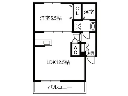 メゾンYB(1LDK/1階)の間取り写真