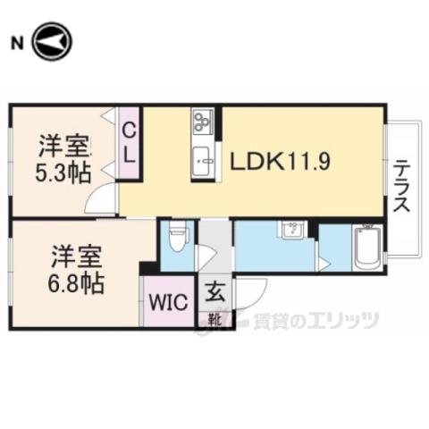 グリーンメゾン菰川A(2LDK/1階)の間取り写真