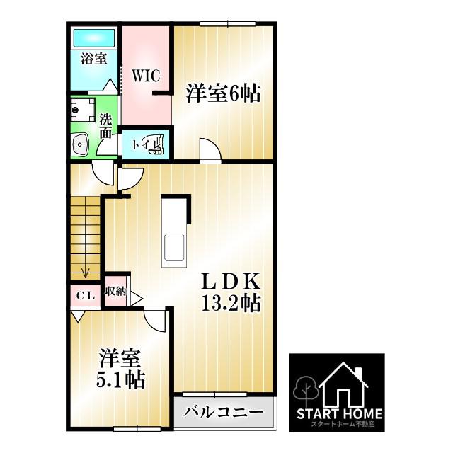 ルミナス名東 III(2LDK/2階)の間取り写真