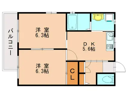 ソネット博多駅南(2K/2階)の間取り写真
