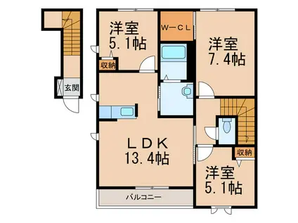 シャーメゾン紀水(3LDK/2階)の間取り写真