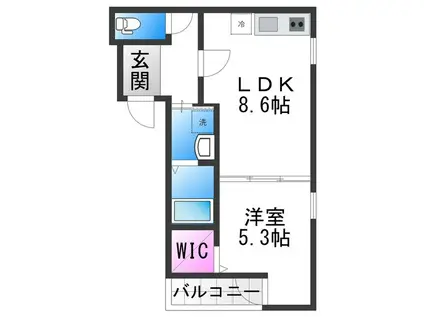 フジパレス平野区加美東五丁目(1LDK/3階)の間取り写真