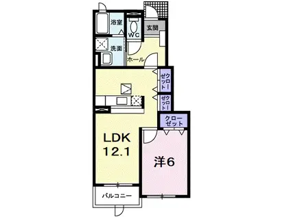 シャトレ小竹 III(1LDK/1階)の間取り写真