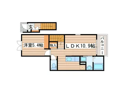 モデッサIV(1LDK/2階)の間取り写真