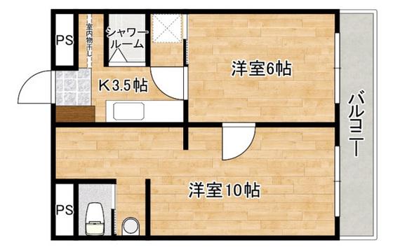 庚午パールマンション(2K/2階)の間取り写真