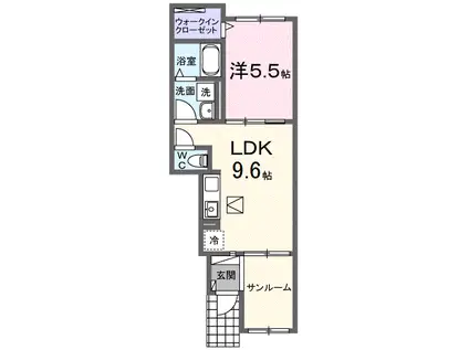 イレミア(1LDK/1階)の間取り写真