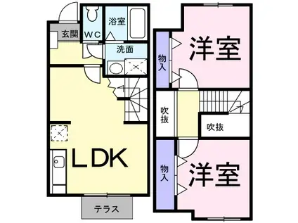 ニュークレストール光ケ丘(2LDK/1階)の間取り写真