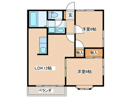 グリーンハイツ(2LDK/2階)の間取り写真