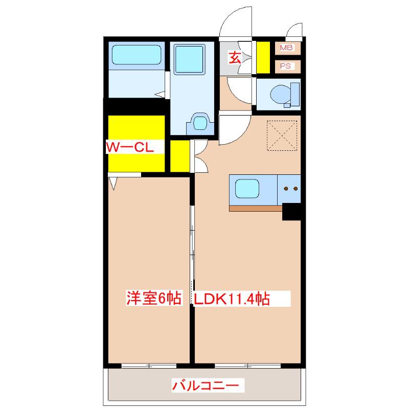 ラフィーネさつま(1LDK/1階)の間取り写真
