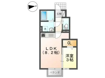 サンライズコーポ G(1LDK/1階)の間取り写真