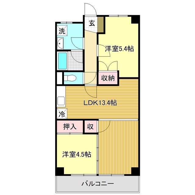 高須スカイハイツ(2LDK/5階)の間取り写真