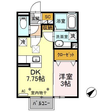 レオーネ(1DK/1階)の間取り写真