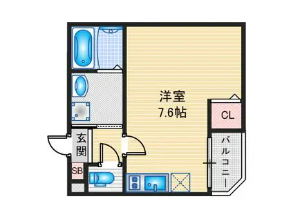 ハーモニーテラス川名本町(1K/2階)の間取り写真