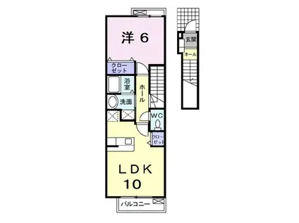 グレイスハーモニー(1LDK/2階)の間取り写真