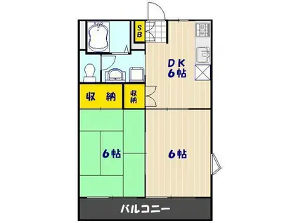 レジデンスピアー(2DK/2階)の間取り写真
